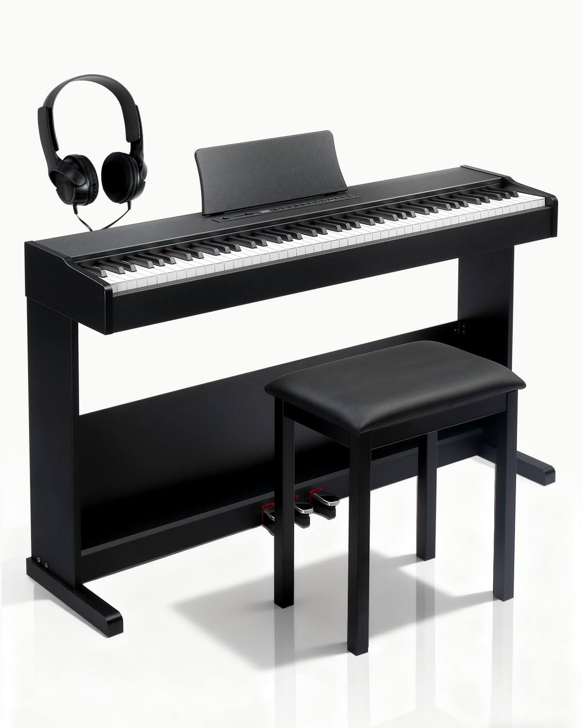 Front. Winado - Fully Weighted Keyboard Piano 88 Keys Electric Piano with Bench, Headphones, Musical Sheet.