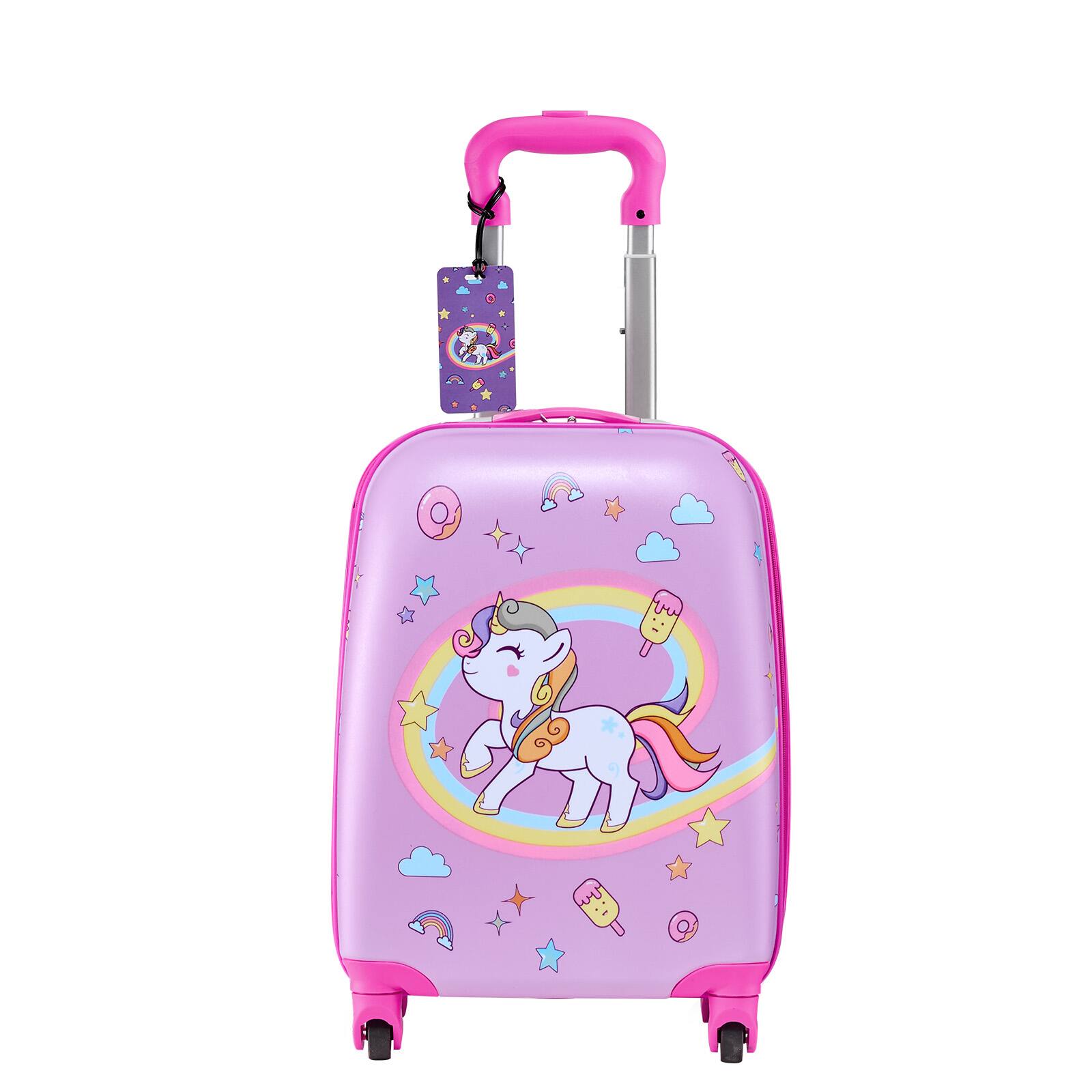 Alt View 5. VEVOR - Kids Luggage Set, 5 Piece, 18 Inch Hardside Rolling Wheels Suitcase with Backpack & U-shape Pillow, Unicorn Kids Carry - Pink.
