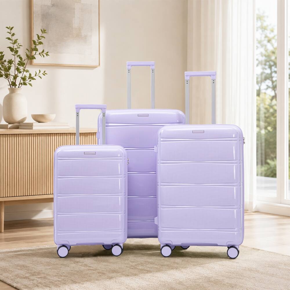 Alt View 8. Ropilly - Ropilly 3 Piece Luggage Set Hard Shell Suitcase Purple Travel Trunk - Purple.