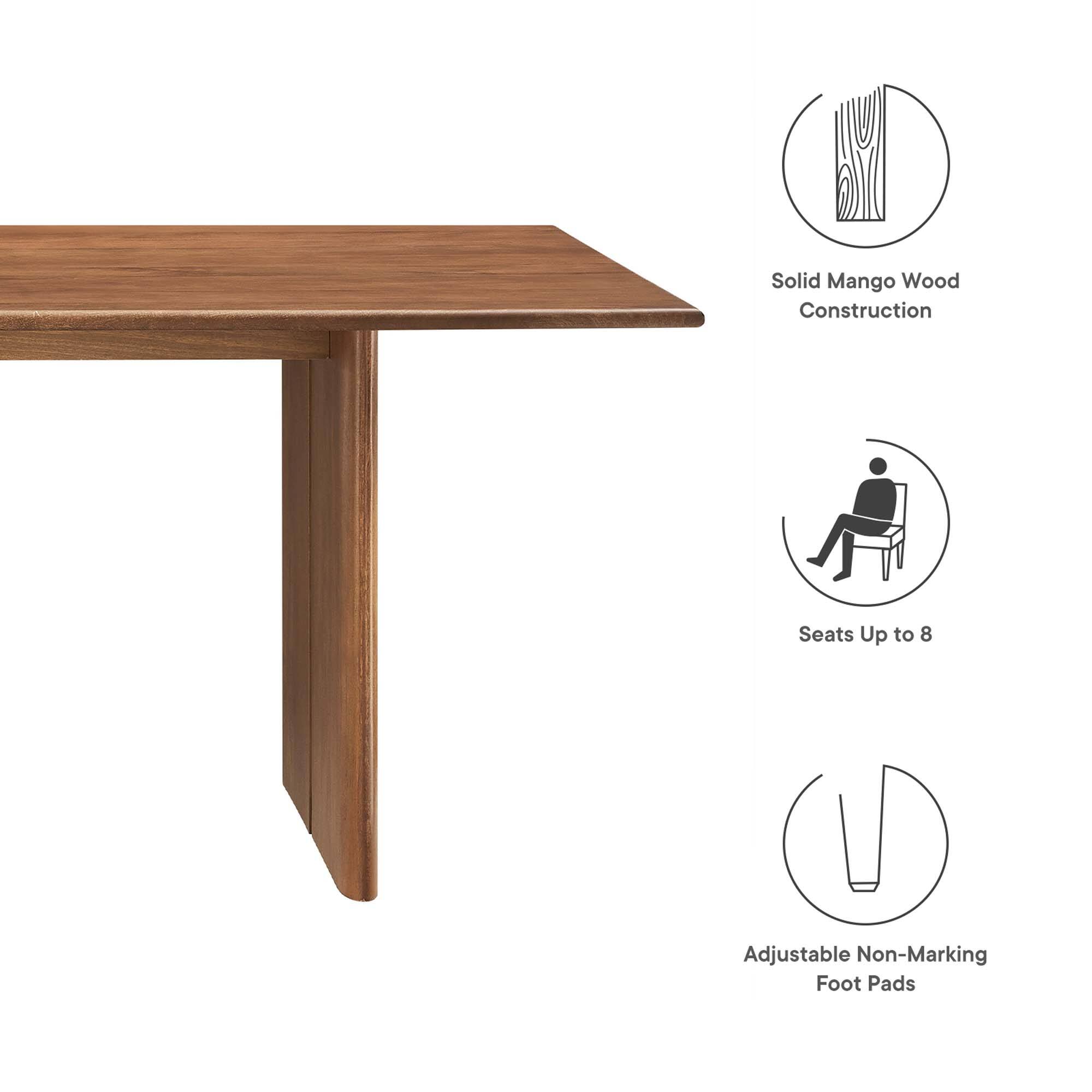 Solid Mango Wood Construction  
Seats Up to 8  
Adjustable Non-Marking Foot Pads