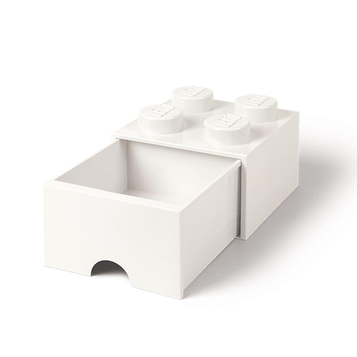 Front. Room Copenhagen - LEGO Brick Drawer, 4 Knobs, 1 Drawer, Stackable Storage Box, White - White.