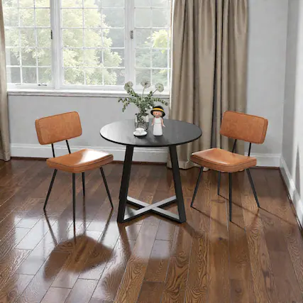 Front. Hivvago - Pair of 2 Comfort-Cushioned Dining Chairs - Brown.