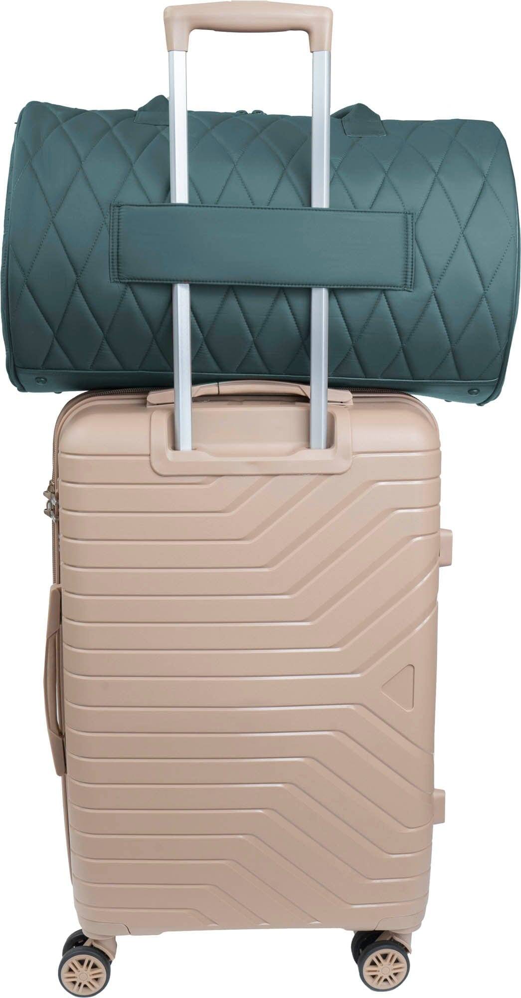 Alt View 1. Max Studio - 20-Inch Large Nylon Diamond-Quilted Roll-Front Duffle Bag - 236-CHOCOLATE.