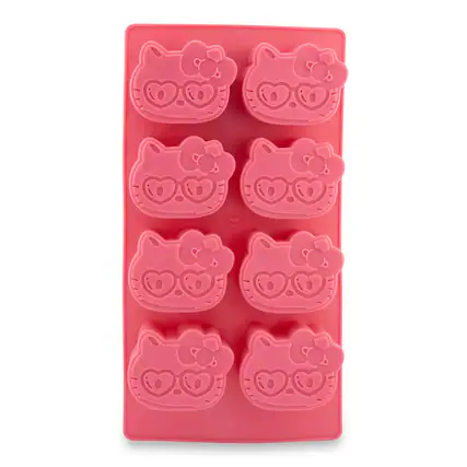 Front. Silver Buffalo - Sanrio Hello Kitty Hearts Silicone Ice Cube Tray | Makes 8 Cubes - Pink.