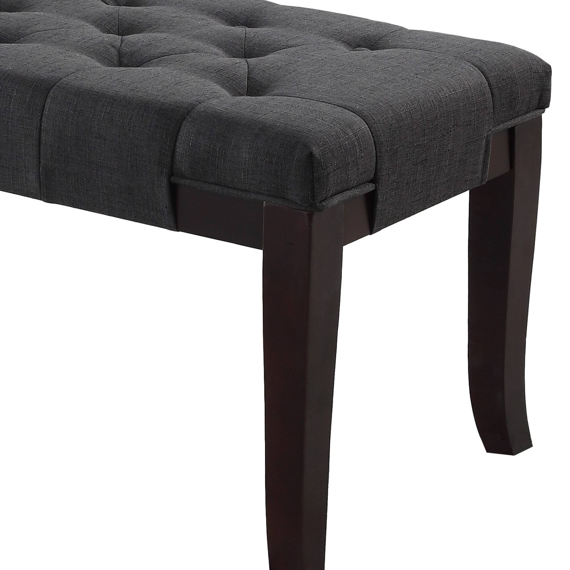 Alt View 1. GOODSILO - Tufted Upholstered Ottoman Bench with Solid Wood Legs for Entryway, Bedroom, or Living Room Seating and Storage - Gray.