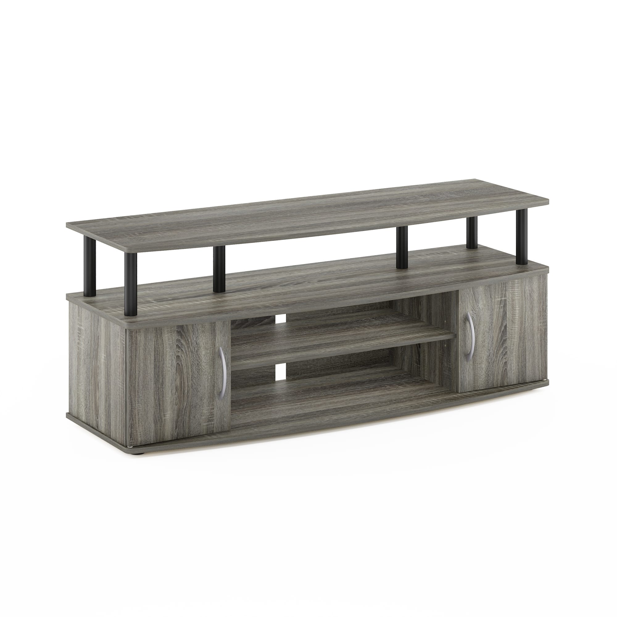 Front. Furinno - JAYA Large Entertainment Center Hold up to 55-IN TV - French Oak/Black.