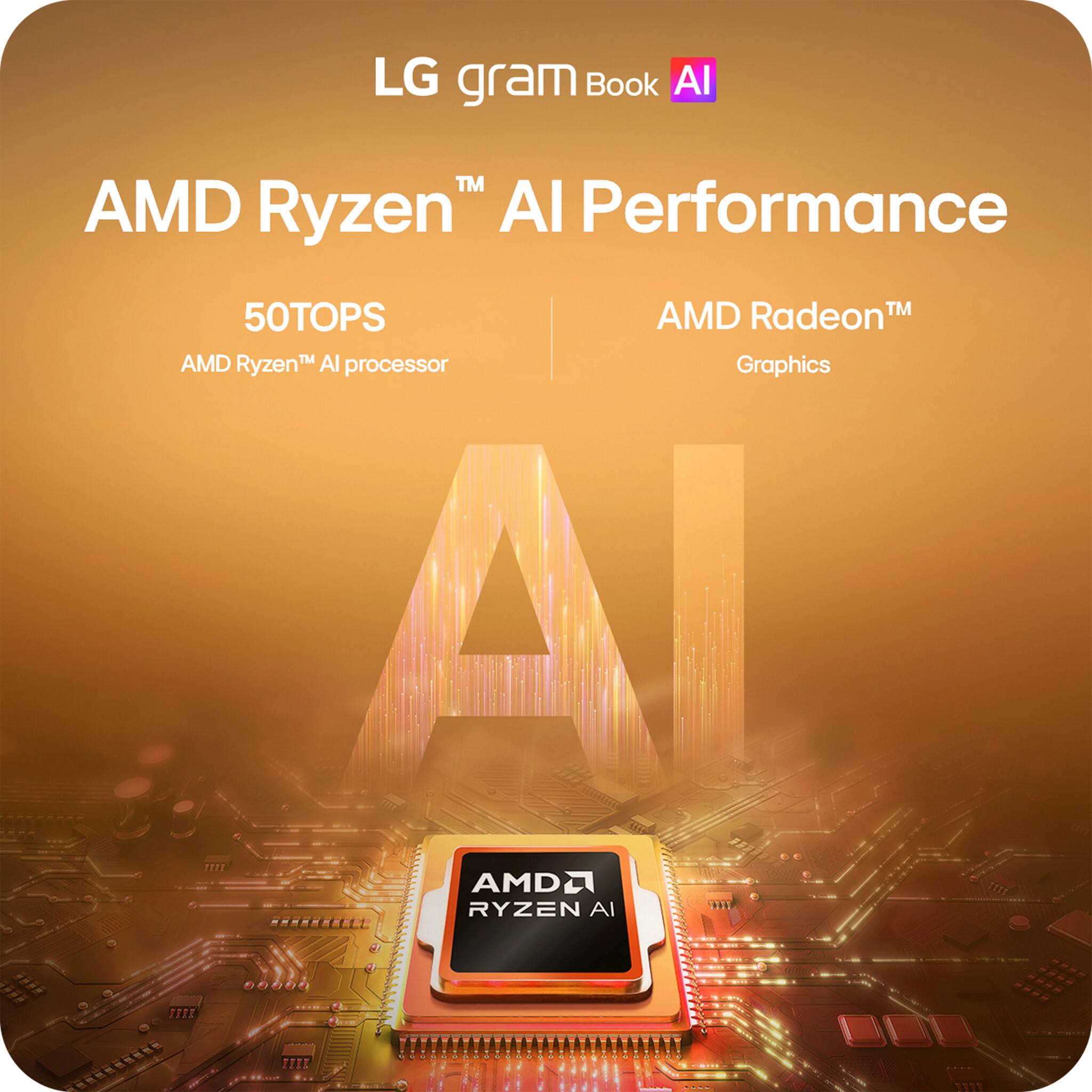 LG gram Book AI  
AMD Ryzen™ AI Performance  
50TOPS  
AMD Ryzen™ AI processor  
AMD Radeon™ Graphics