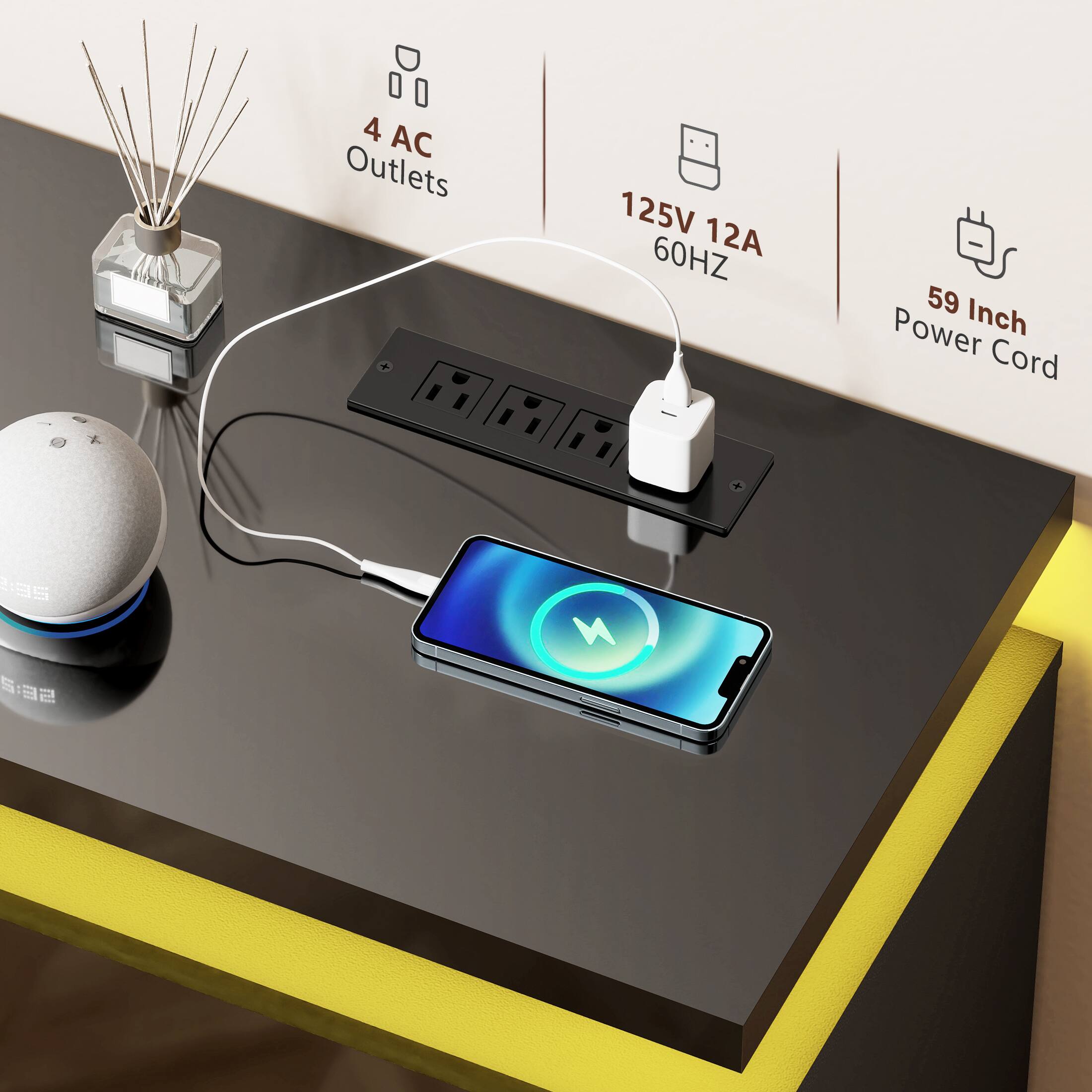 4 AC Outlets 125V 12A 60HZ - 59 Inch Power Cord
