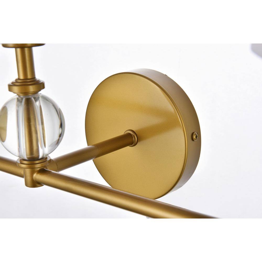 Left. Living District - Bethany 3 lights bath sconce in brass with white fabric shade - Brass And White Fabric Shade.