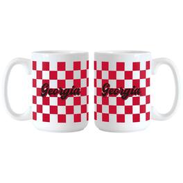 Logo Brands - Georgia Bulldogs 2-Pack 15oz. Checkered Wordmark Mug Set - Multicolor