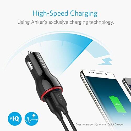 High-Speed Charging  
Using Anker's exclusive charging technology.  

ANKER 100% +IQ  
Does not support Qualcomm Quick Charge.