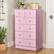 Front. Winado - Modern Wood 6 Drawer Dresser Chest of Drawer Nightstand Anti-Tipping Device Metal Handle for Bedroom Living Room Hallway - Pink.