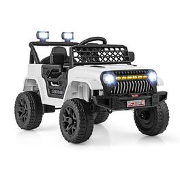 SlickBlue - Electric 12V Ride-On Truck for Kids with Remote Control and Audio - White