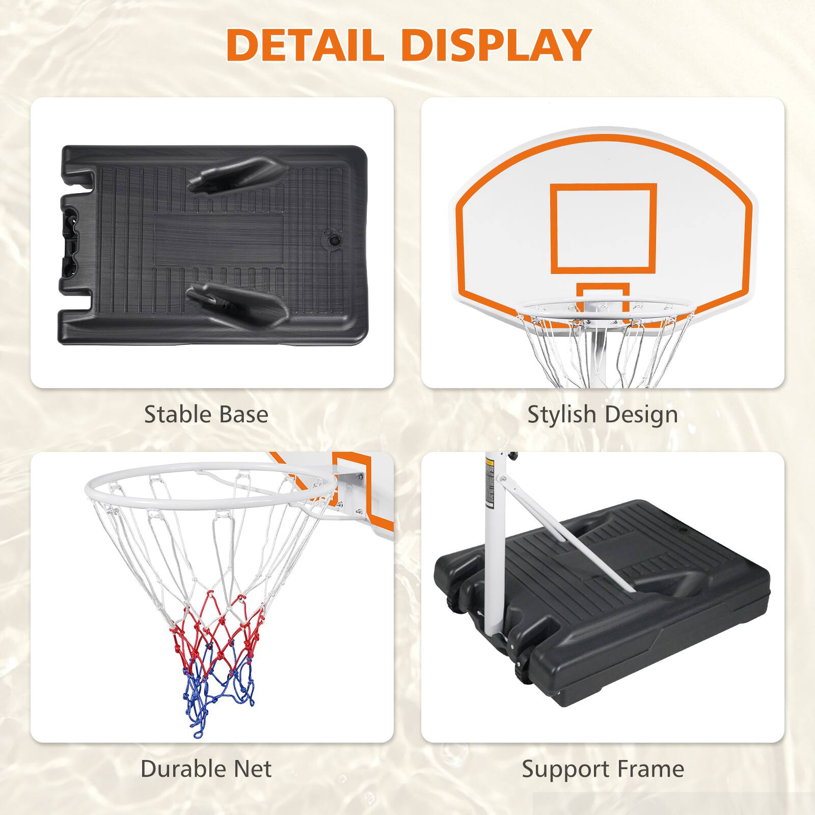 DETAIL DISPLAY

- Stable Base
- Stylish Design
- Durable Net
- Support Frame