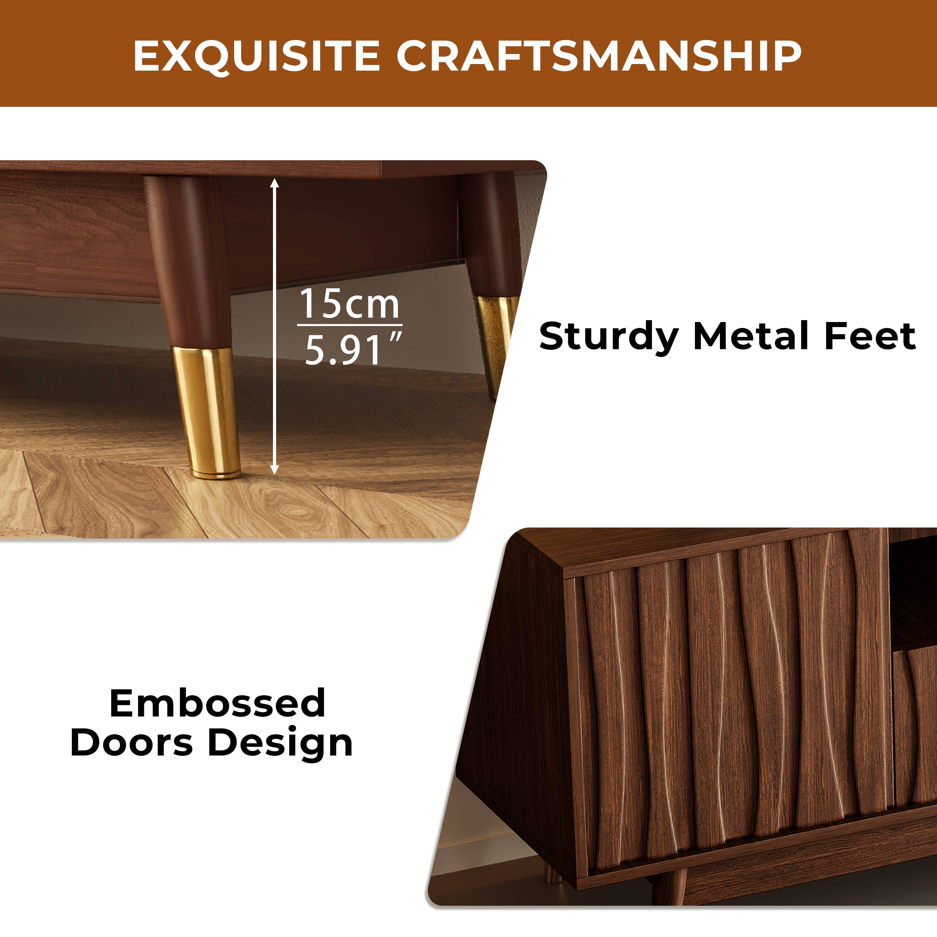 EXQUISITE CRAFTSMANSHIP

15cm 5.91" Sturdy Metal Feet

Embossed Doors Design