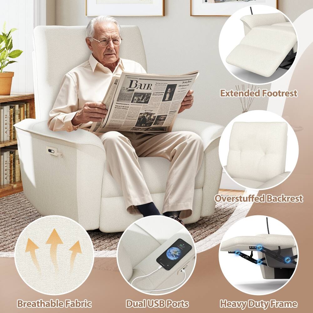 BAIR KAnRu D MU Extended Footrest AERIN SUN - I AERIN Overstuffed Backrest Breathable Fabric Dual USB Ports Heavy Duty Frame