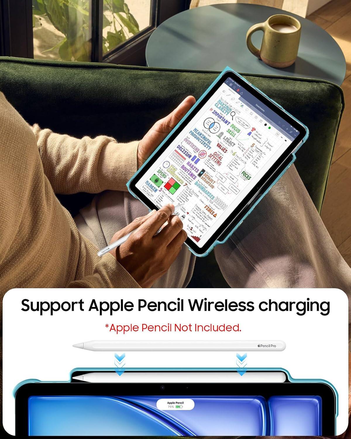 TWATROWI CLARITY SKILL FOCUS DECISION PRODUCTIVITY VALUES LEGACY GOAL SPEND ROUTINES HABITS FOCUS HARGIN BOUNDARIES BEHAVIOR FIRESA

Support Apple Pencil Wireless charging *Apple Pencil Not Included.
PencilPro
Apple Pencil
75%