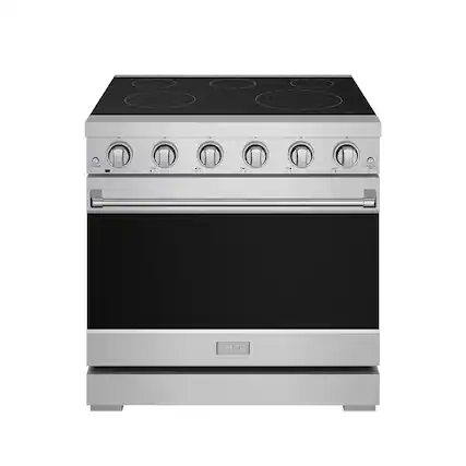 Front. Thor Kitchen - 36 in. Wide 5 Elements Gordon Ramsay Series by Thor Kitchen 6.0 Cu. Ft Freestanding Electric Range - Stainless Steel.