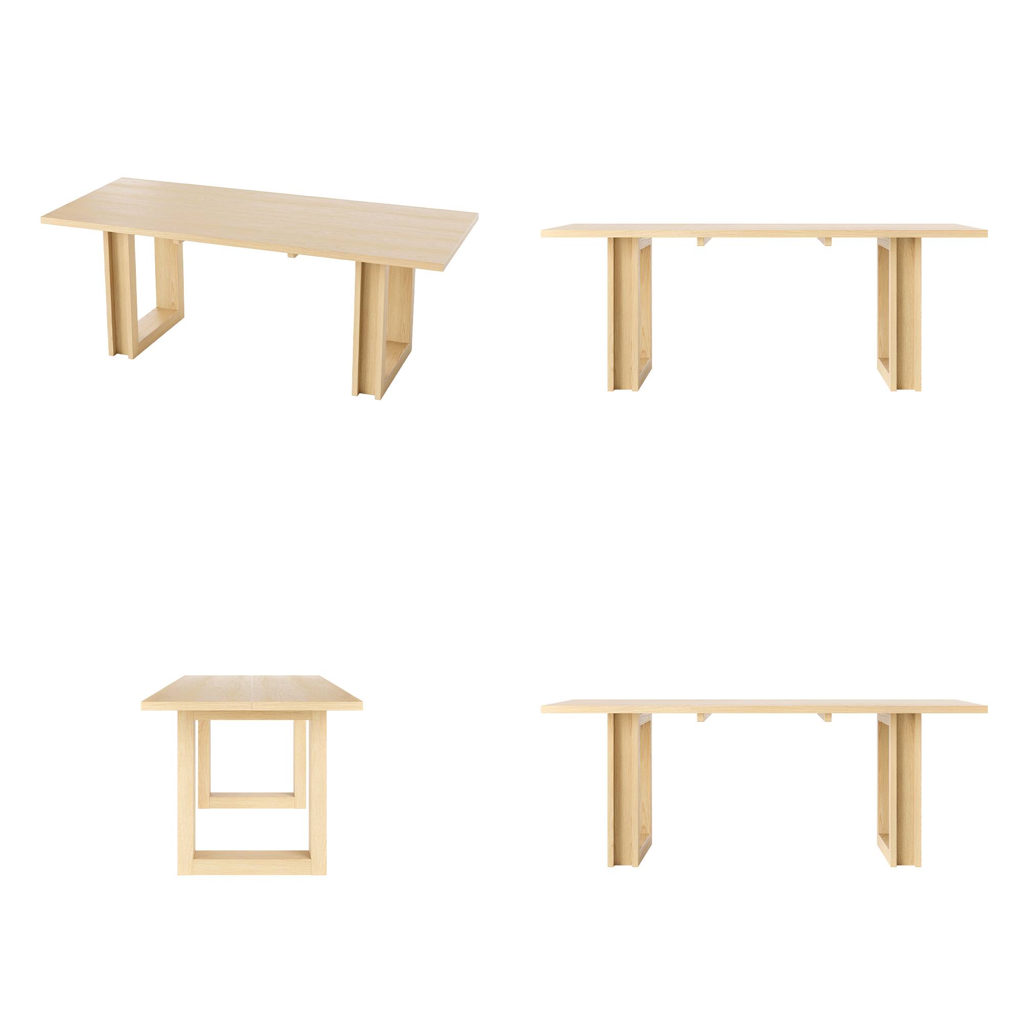 Alt View 9. Homsee - Solid Wood Veneer Large Dining Table, Pine & Rubberwood Desk for 8 Seater, Modern Farmhouse Kitchen Table for Home - Wooden.