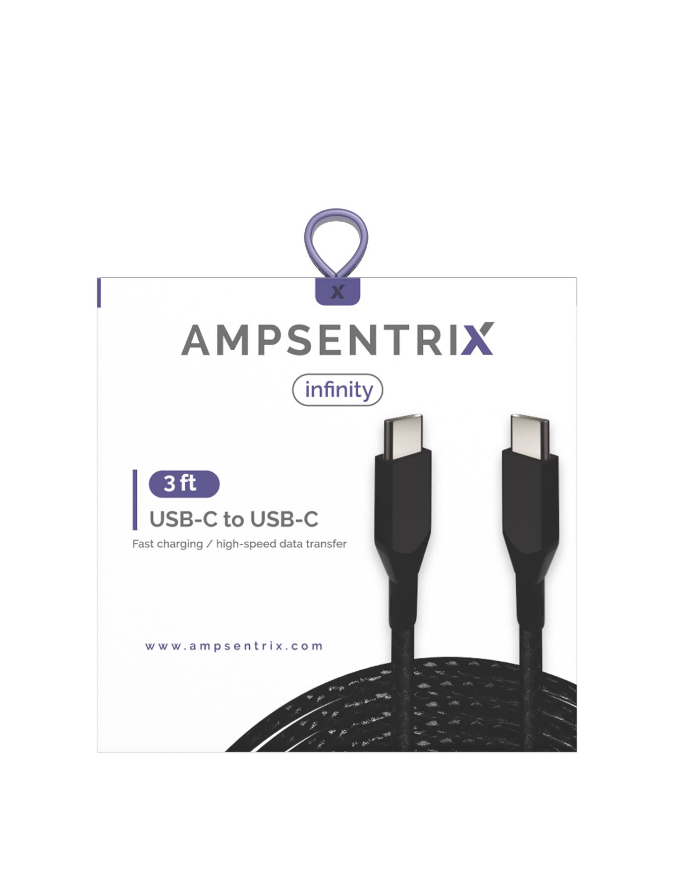 AMPSentrix  
infinity  

3 ft  
USB-C to USB-C  
Fast charging / high-speed data transfer  

www.ampsentrix.com