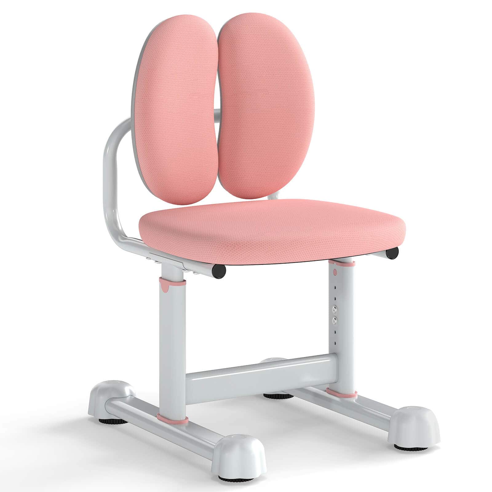 Costway - Kids Desk Chair with Double Back Support Adjustable Height Upholstered Computer Chair - Pink