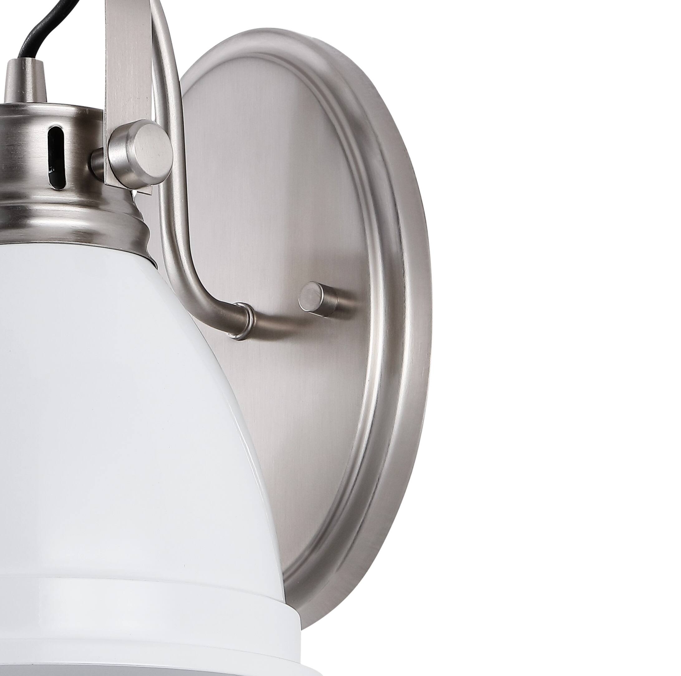 Alt View 5. Jonathan Y - Phineas 7" 1-Light Adjustable Farmhouse Bohemian Iron LED Vanity Light, White/Nickel - White.