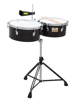 Tycoon Percussion - 13" & 14" Timbales, 6.5" Deep Stainless Steel Shells, Includes Height-Adjustable Tilting Stand