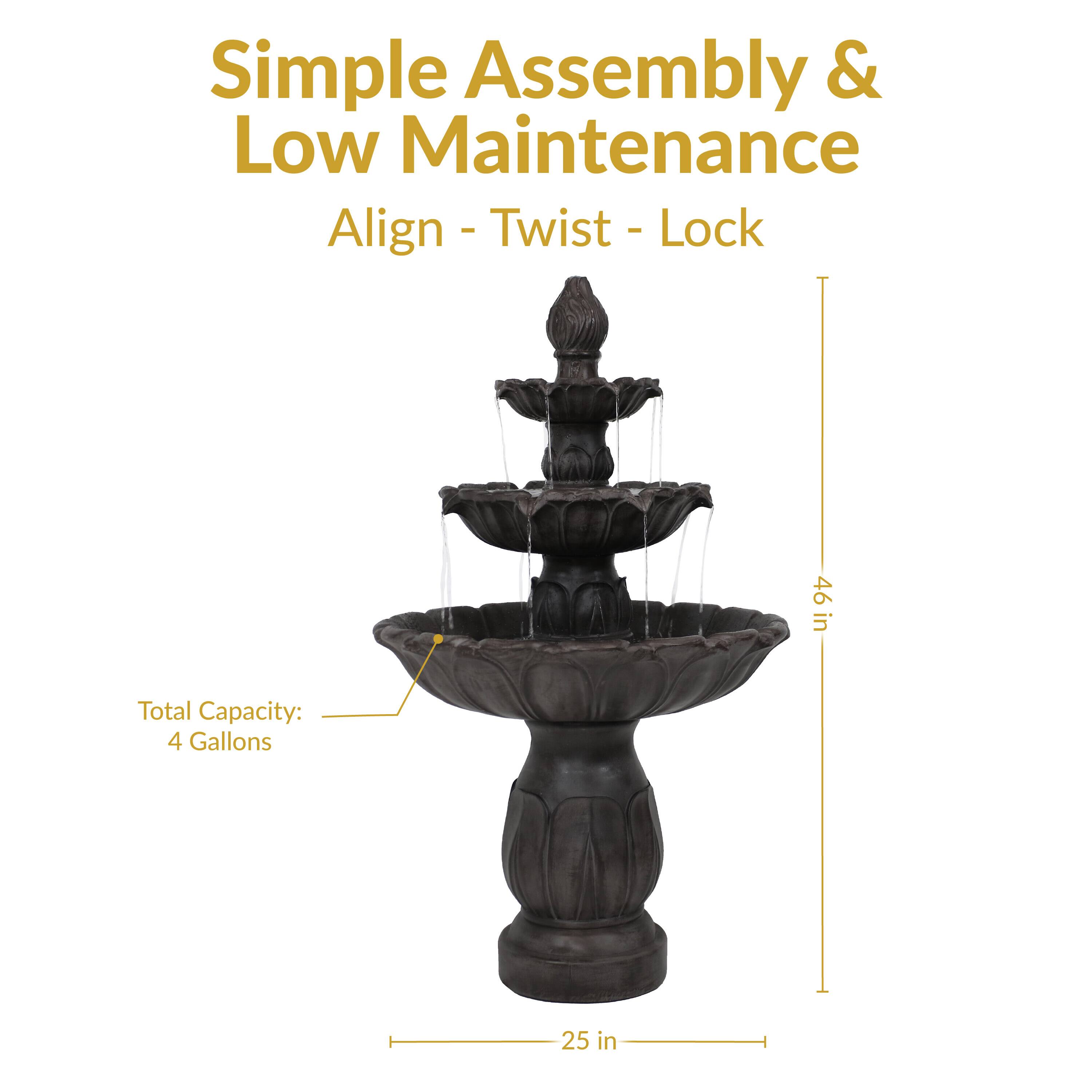 Simple Assembly & Low Maintenance  
Align - Twist - Lock  

Total Capacity: 4 Gallons  
46 in  
25 in