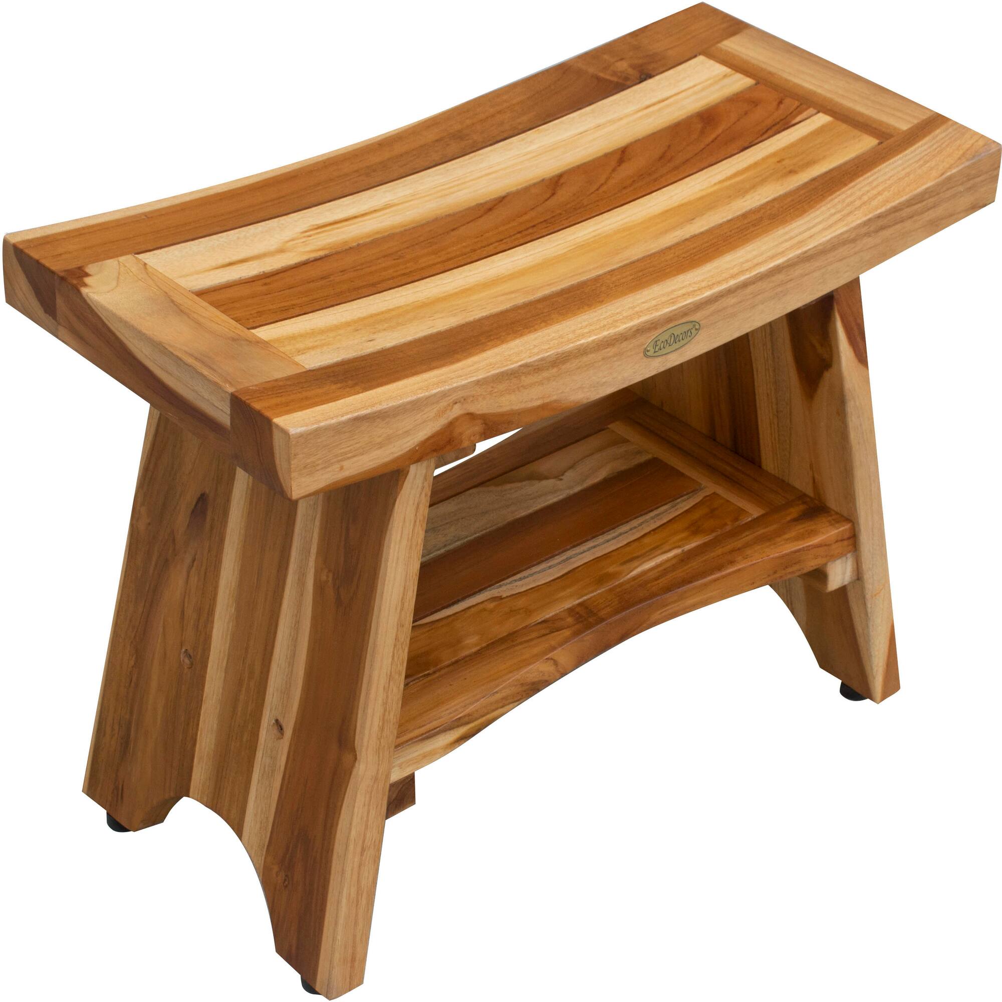 Left. EcoDecors - EcoDecors EarthyTeak Serenity 24" Eastern Style Shower Bench With Shelf - EarthyTeak.