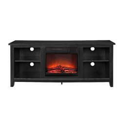 Walker Edison - 58" Open Storage Fireplace TV Stand for Most TVs Up to 65" - Black - Front_Zoom