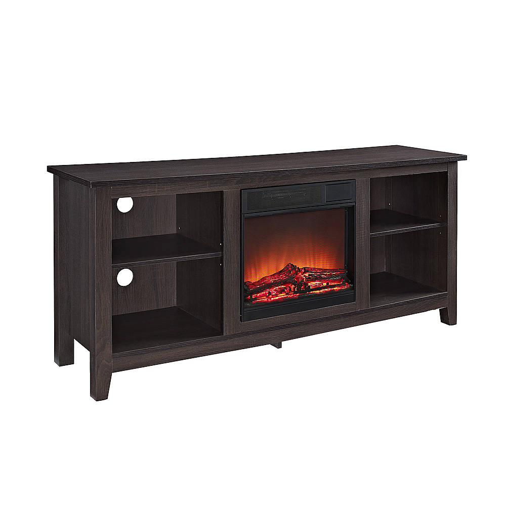 Angle View: Walker Edison - Open Storage Fireplace TV Stand for Most TVs Up to 65" - Espresso