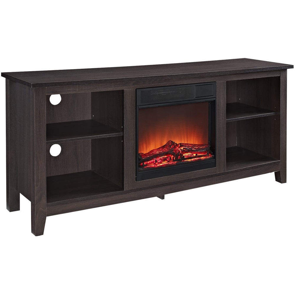 Left View: SEI Furniture - Electric Media Fireplace for Most Flat-Panel TVs Up to 46" - Pine
