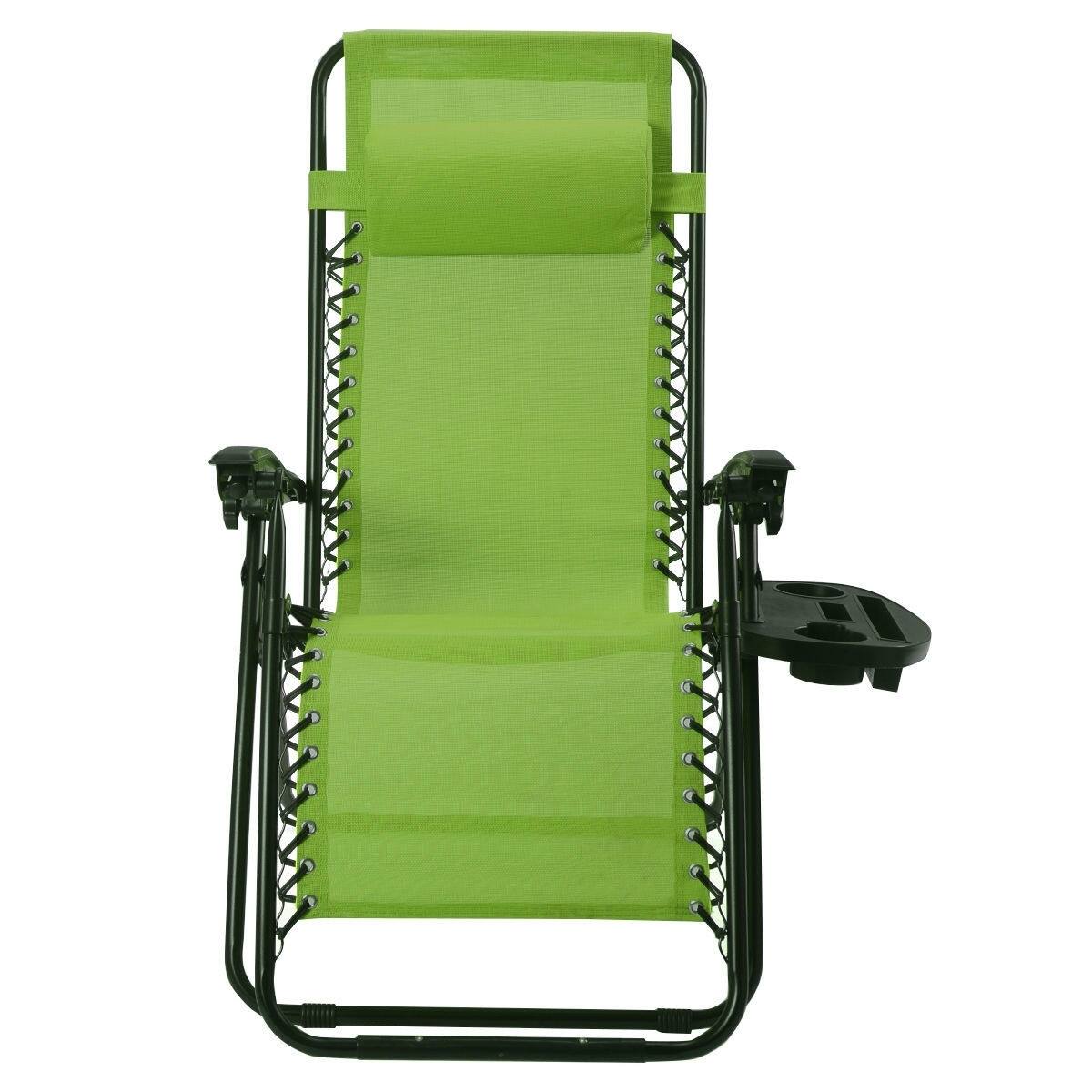 Left. Hivvago - Set of 2 Green Folding Outdoor Zero Gravity Lounge Chair Recliner - Green.