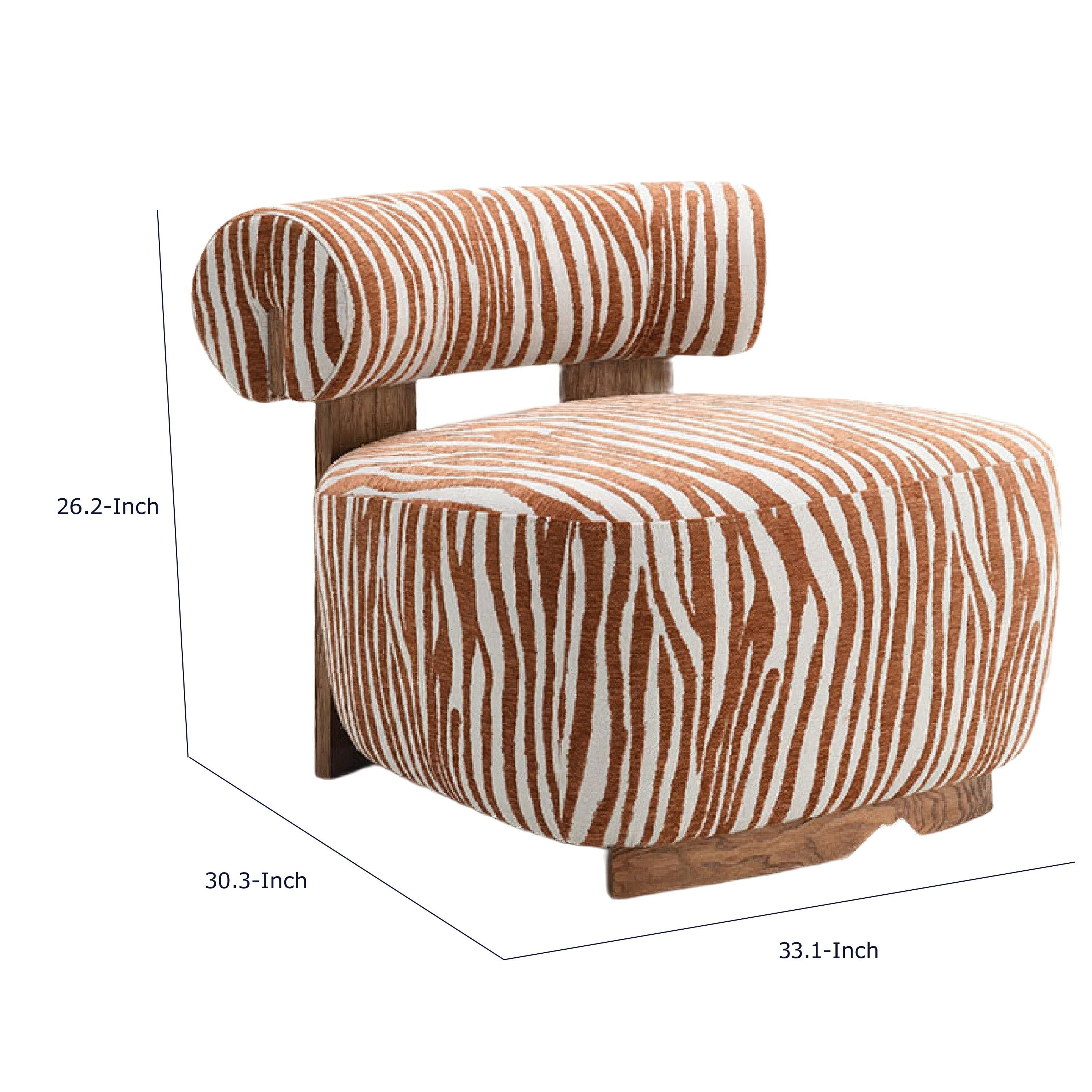 Manhattan Lane Niya Zebra Accent Chair, Cylindrical Backrest Rustic ...
