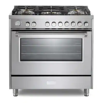 Front. Verona - Verona Ultima 36" Gas Range with 5 Sealed Burners in Stainless Steel - Stainless Steel.