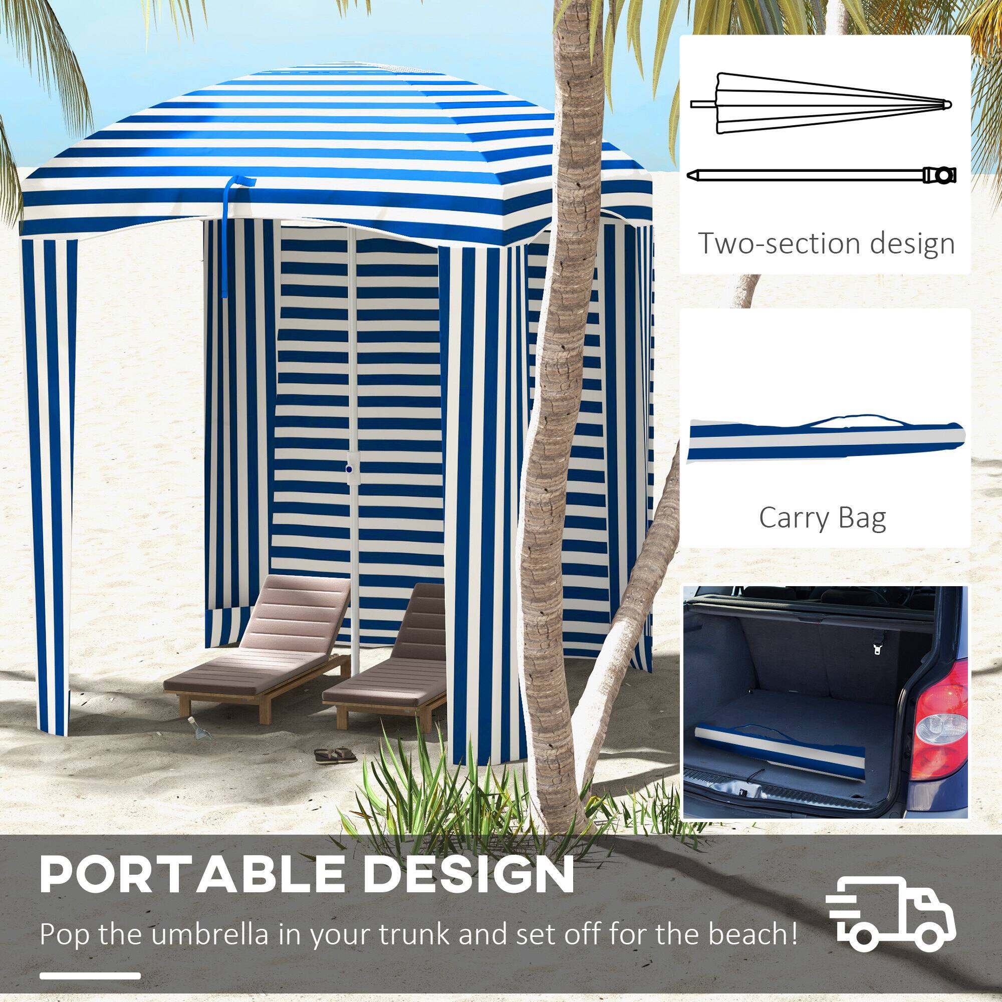 Two-section design  
Carry Bag  

PORTABLE DESIGN  
Pop the umbrella in your trunk and set off for the beach!