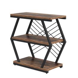 Kadyn - Sofa Side End Table, Couch Table,Industrial End Table with 3 Storage Shelves & Metal Frame,Rustic - Brown