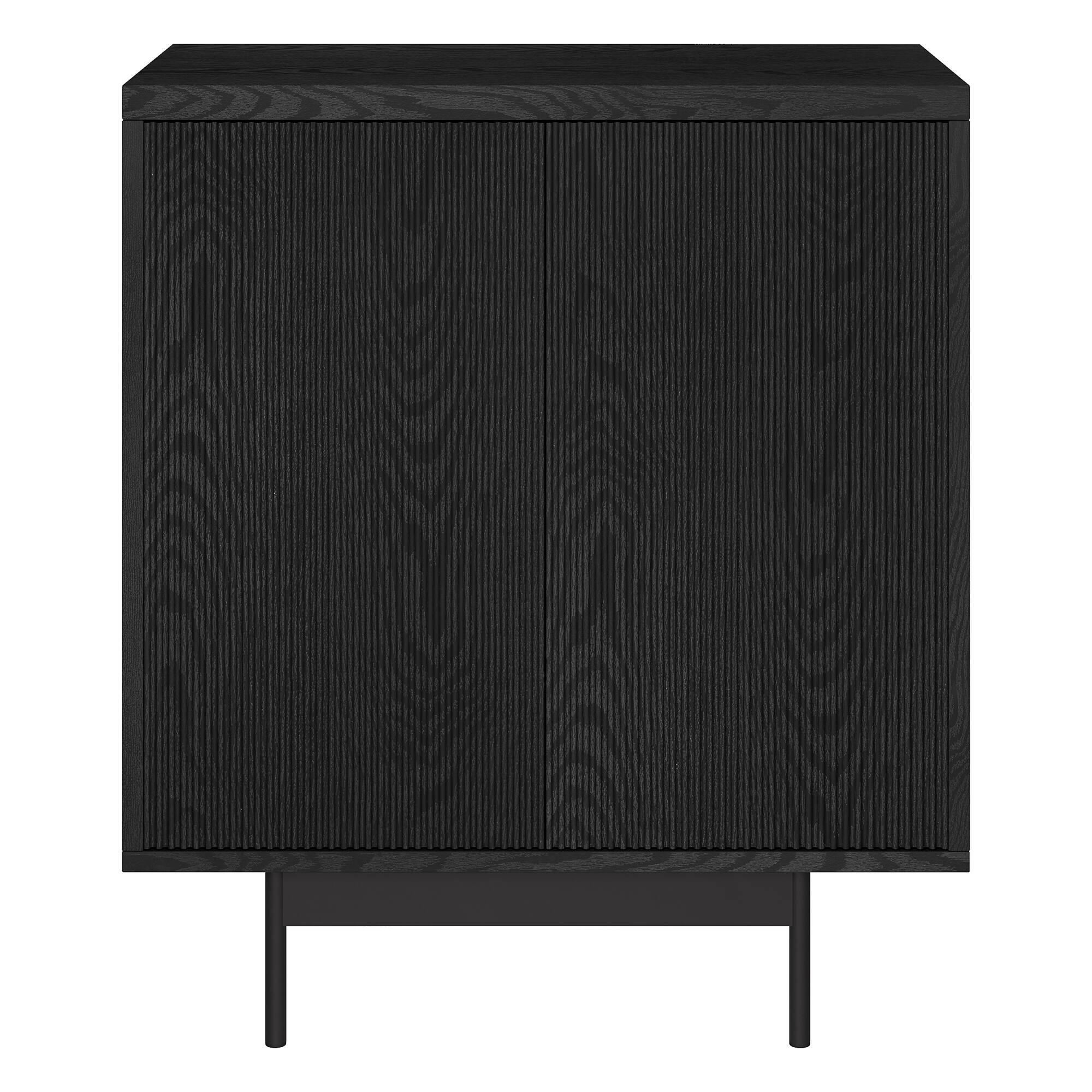 Angle. Hudson&Canal - Whitman 28" Wide Rectangular Fluted Accent Cabinet - Black.