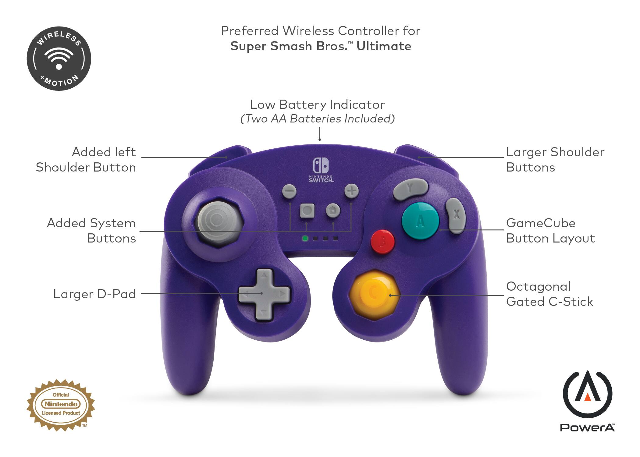 Alt View 11. PowerA - GameCube Style Wireless Controller for Nintendo Switch - Wireless: Purple.