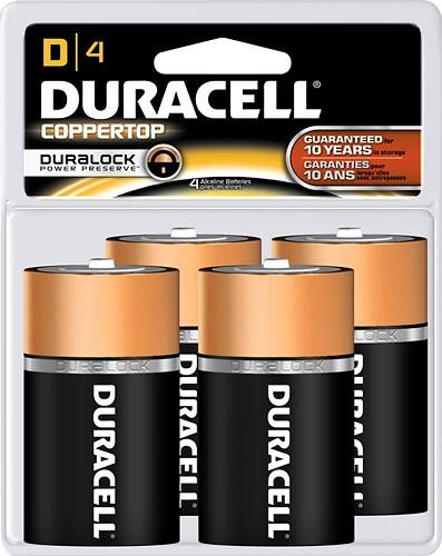 Front. Duracell - D Batteries (4-Pack) - Black.