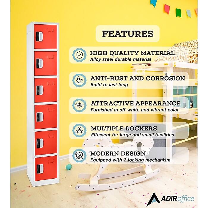FEATURES

HIGH QUALITY MATERIAL
Alloy steel durable material

ANTI-RUST AND CORROSION
Build to last long

ATTRACTIVE APPEARANCE
Furnished in off-white and vibrant color

MULTIPLE LOCKERS
Effecient for large and small facilities

MODERN DESIGN
Equipped with 2 locking mechanism

ADIRof office