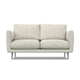Simpli Home - Stevens Modern, Mid - Century 60 inch Wide Sofa in Light Smoke Grey Genuine Leather - Light Smoke Grey