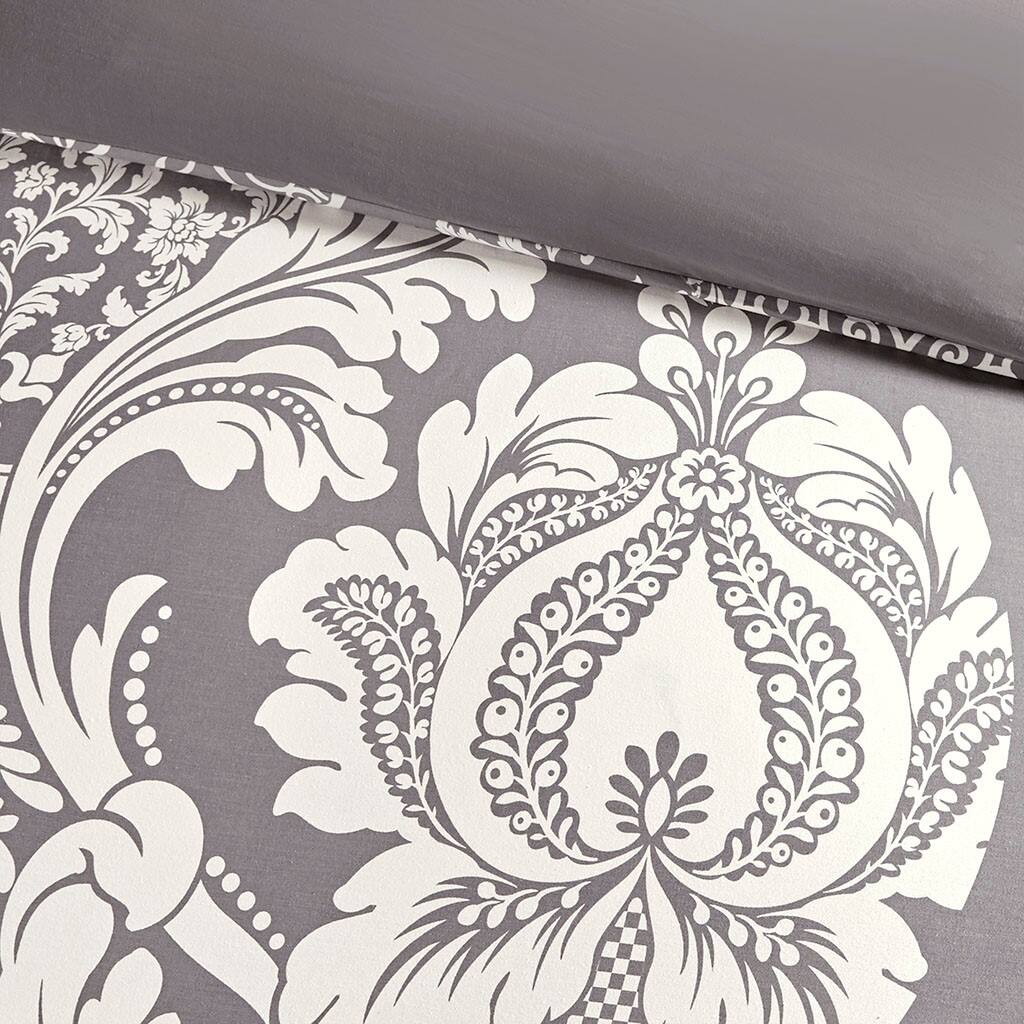 Alt View 5. Gracie Mills - Gracie Mills Muriel Damask Delight 6-Piece Duvet Cover Set - Grey.