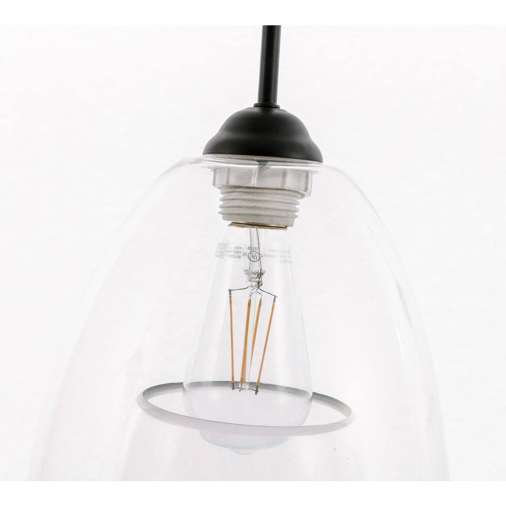 Back. Living District - Kason 3 light Black and Clear glass pendant - Black And Clear Glass.