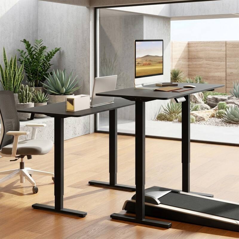 Alt View 6. WELLFOR - 48" Ergonomic Electric Standing Desk with 3 Memory Settings & Hanging Hooks, Adjustable Height Stand up Desk - Black.