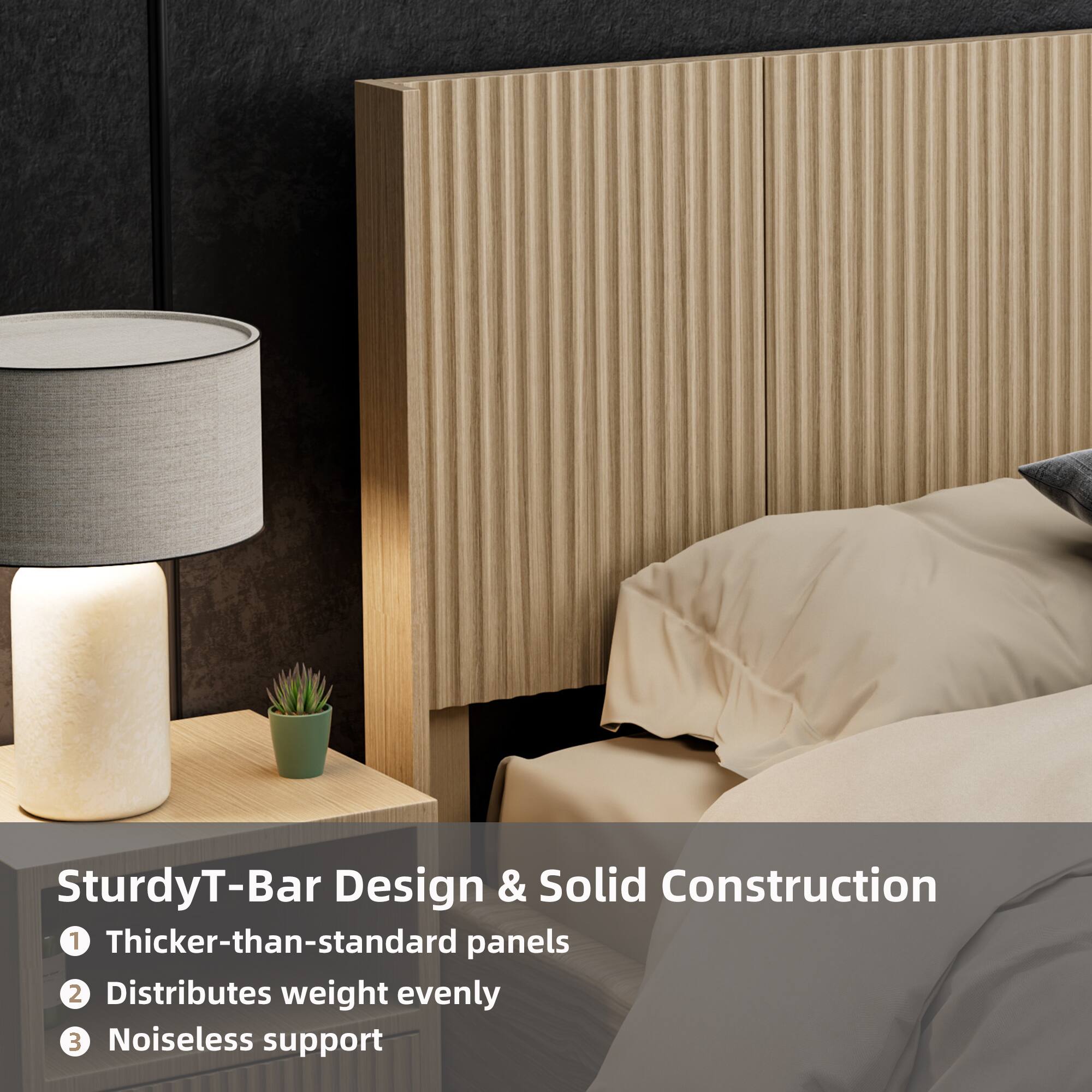 Sturdy T-Bar Design & Solid Construction

1. Thicker-than-standard panels
2. Distributes weight evenly
3. Noiseless support