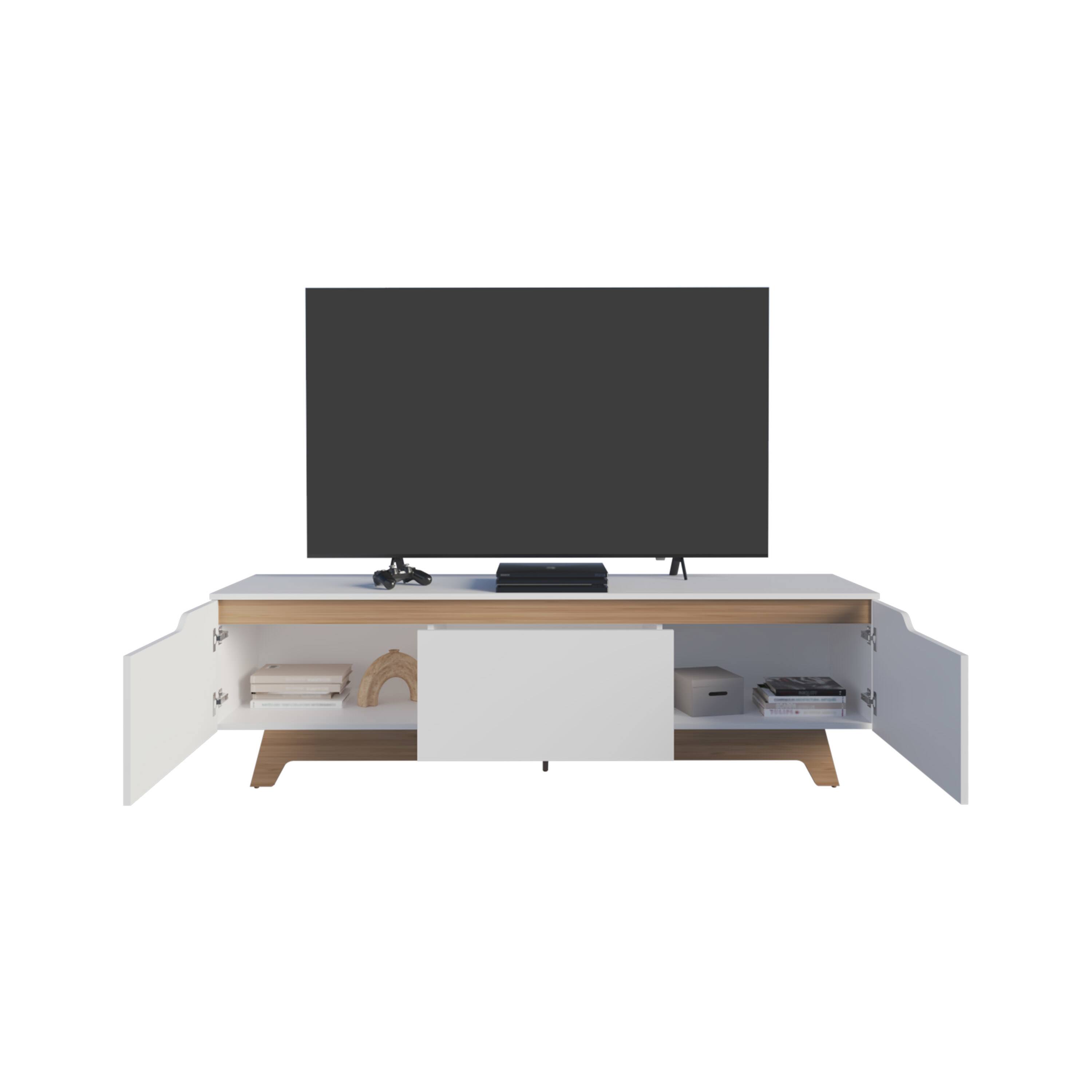 Front. Spaco - Spaco Wooden TV Stand with 2 Doors Modern Entertainment Center, Open Shelves and Cable Management for Living Room - Multicolor.