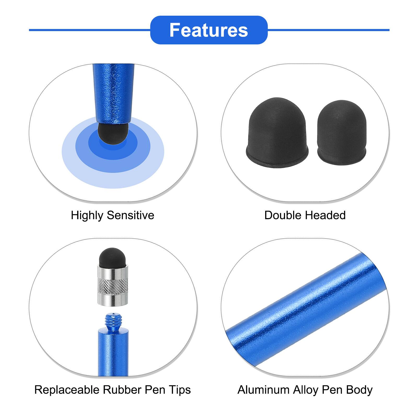 Features  
- Highly Sensitive  
- Double Headed  
- Replaceable Rubber Pen Tips  
- Aluminum Alloy Pen Body