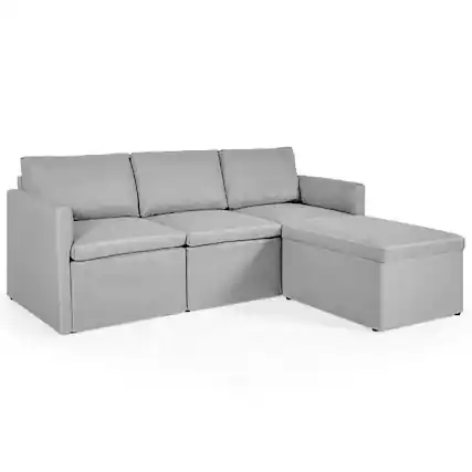 Front. Resenkos - Loveseat Sofa, Modern Couch, Convertible L-Shaped Sectional Sofa Couch with Reversible Chaise-Light Gray - Gray.