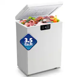 WANAI - Chest Freezer 3.5 Cu.Ft Digital Deep Freezer, LED Dispay with Screentouch Control - White